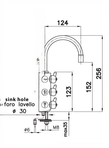 Rubinetto di prelievo 3 vie 6mm. Cromo COD-CD:10003031SG