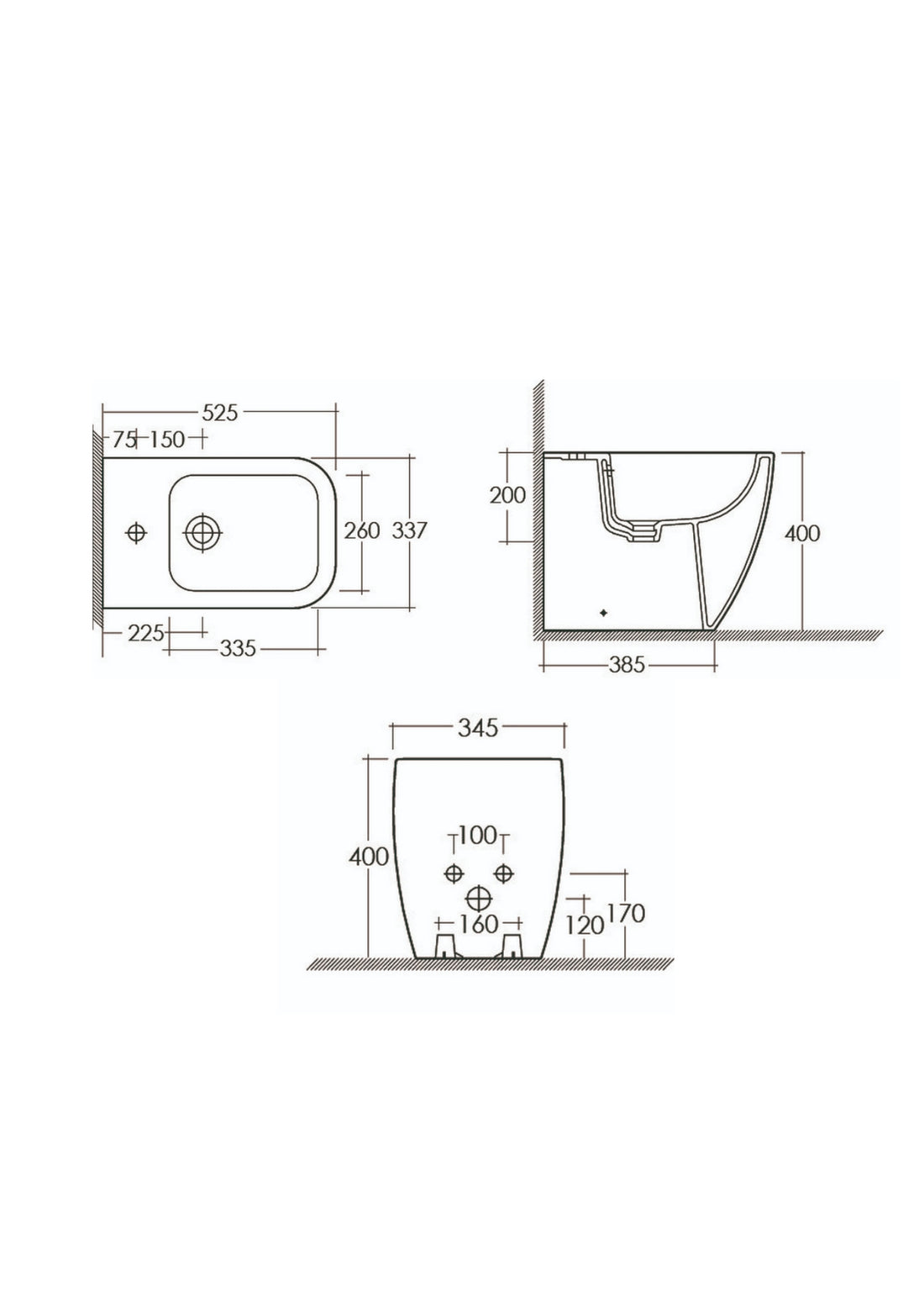 BIDET METROPOLITAN FILO MURO COD: CD-182-H300-R