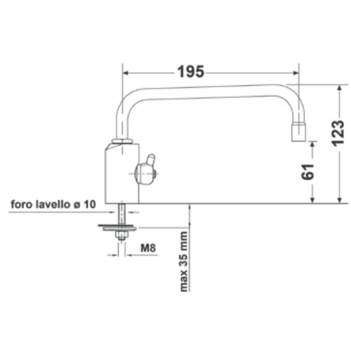 Rubinetto di prelievo Sottofinestra 1 via 6mm. Nickel Spazzolato COD: CD-10001037NSX
