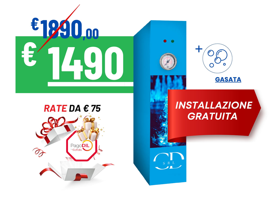 Depuratore Osmosi inversa diretta SODA 2 vie pompa palette motore raff. aria 300GPD Nero Opaco COD:CD-050015-56SG