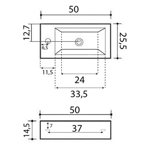 LAVABO DA APPOGGIO MOD. LA47 CM 50 X 25.5 COD:185-LA47D