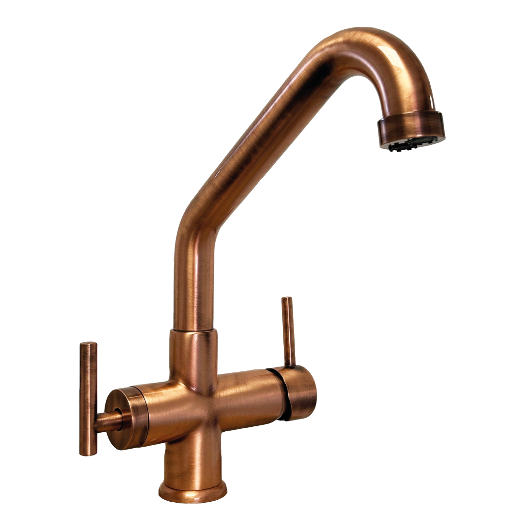 Rubinetto da cucina Canna Bassa 4 vie 3/8” Rame Spazzolato. COD: CD-10004004RASG