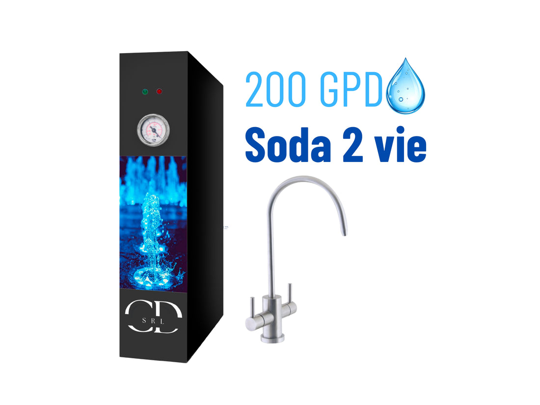 Osmosi inversa diretta CX250 SODA 2 vie pompa palette motore raff. acqua 200GPD COD:CD-050015SG