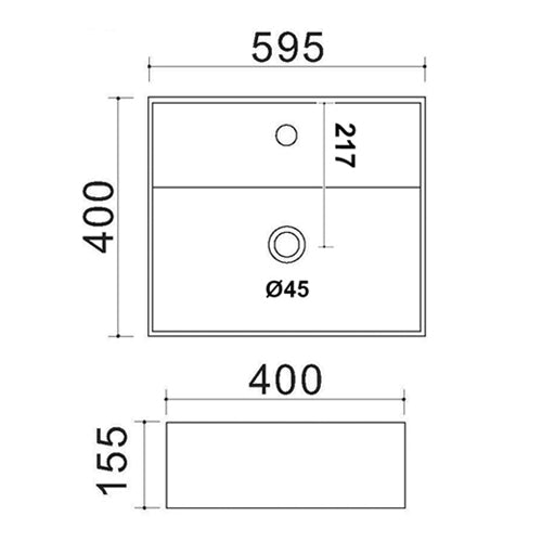 LAVABO DA APPOGGIO MOD. LA52 CM 59.5 X 40 COD:185-LA52D