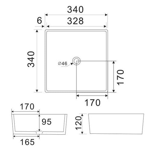 LAVABO DA APPOGGIO MOD. LA53 CM 34.5 X 34.5 COD:185-LA53D
