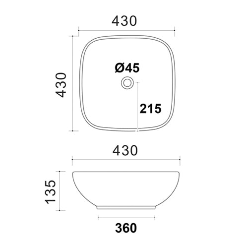 LAVABO DA APPOGGIO MOD. LA55 CM 43 X 43 COD:185-LA55D