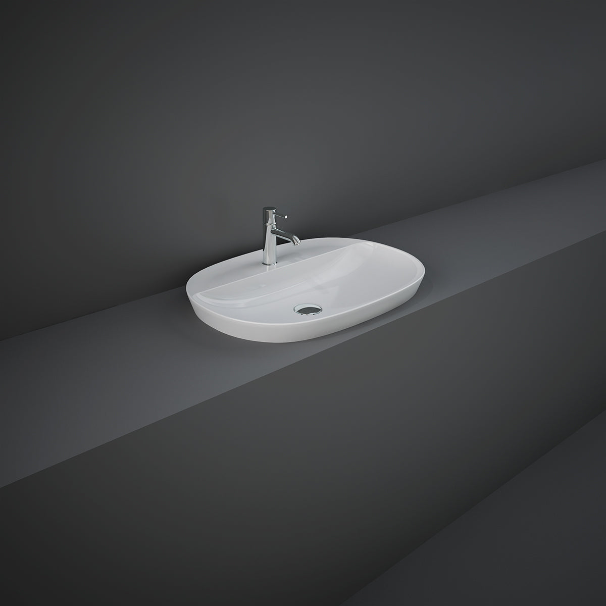 LAVABO AD INCASSO OVALE ALLUNGATO MONOFORO VARIANT 60 X 42 CM COD-CD:185-RNSLFD