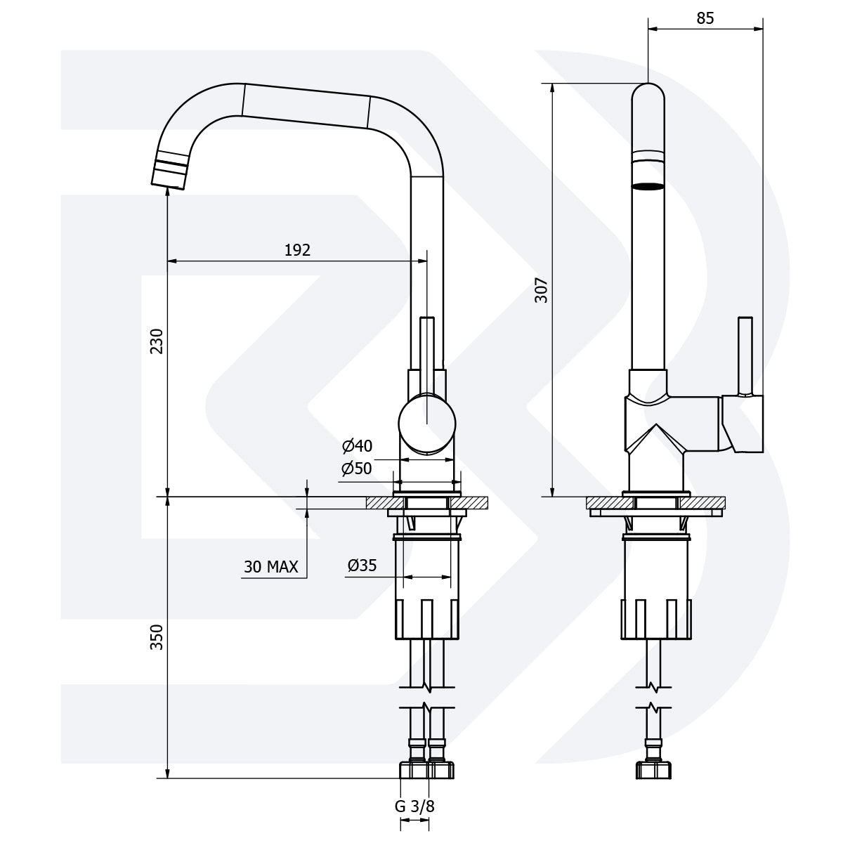 Single-lever sink mixer tap, single hole, horizontal, with swivel spout COD:CD-LVMMIN2012B