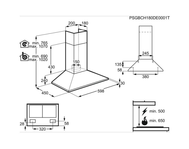 CAPPA 60 CM 420m³H INOX COD-CD:942022004MK