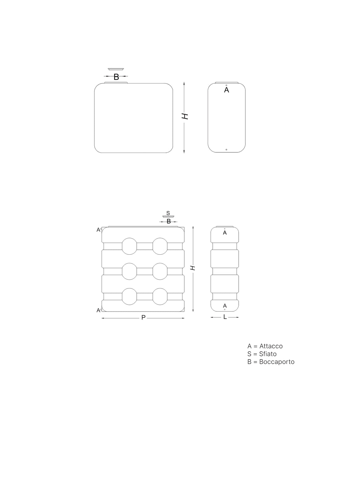 SERBATOIO PARALLELEPIPEDO VERTICALE USO COD: CD- PLRVGS