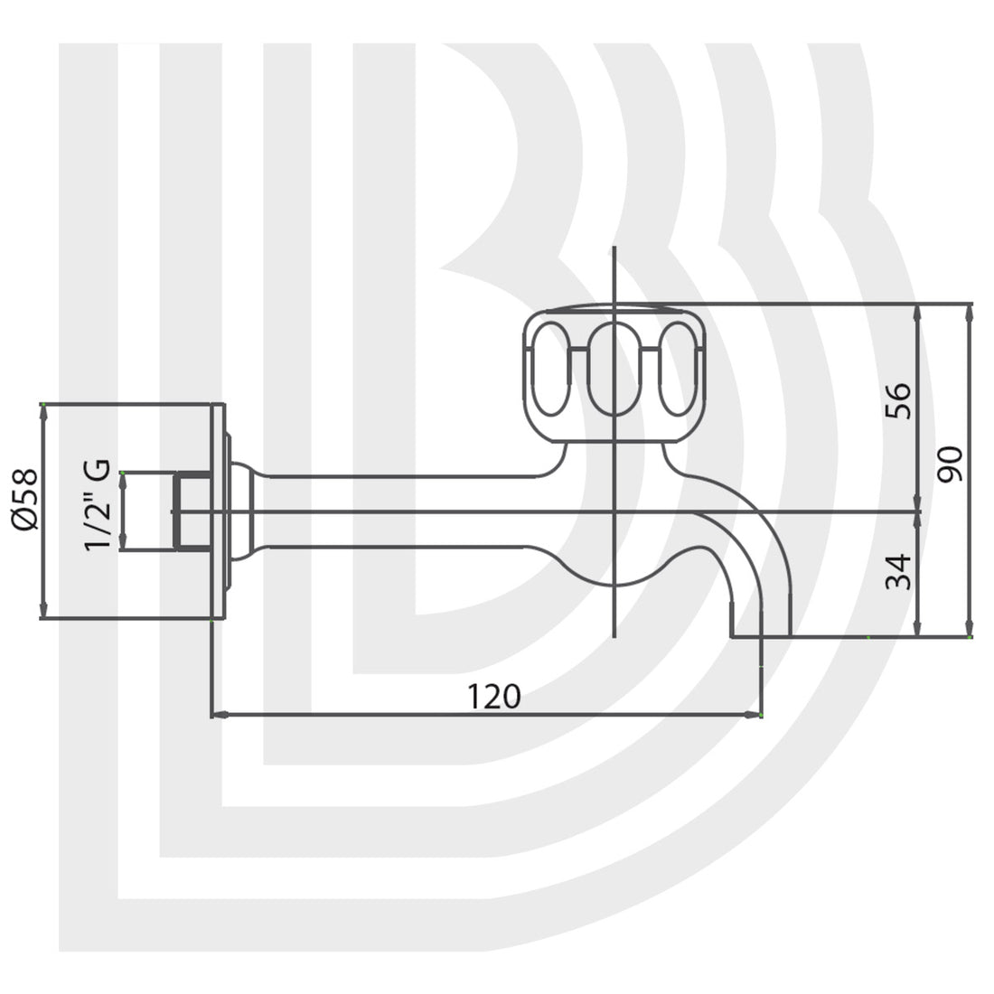 Rubinetto prolungato 1/2 cm 15 COD: CD-76115B
