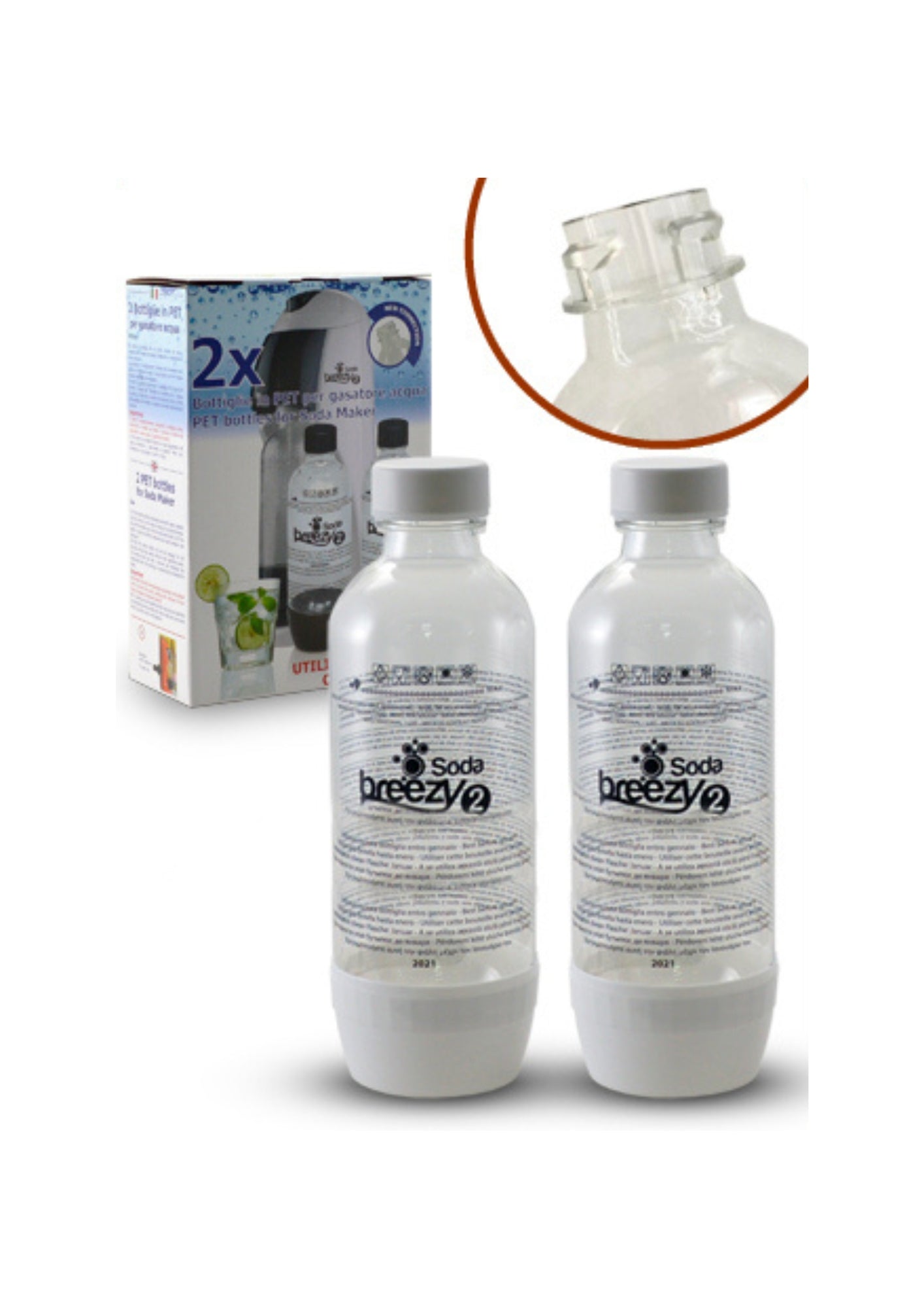 Soda Breezy 2 - bottiglie in PET di ricambio da 1lit. (Conf. da 2 pz.) COD: CD-1601610111SG