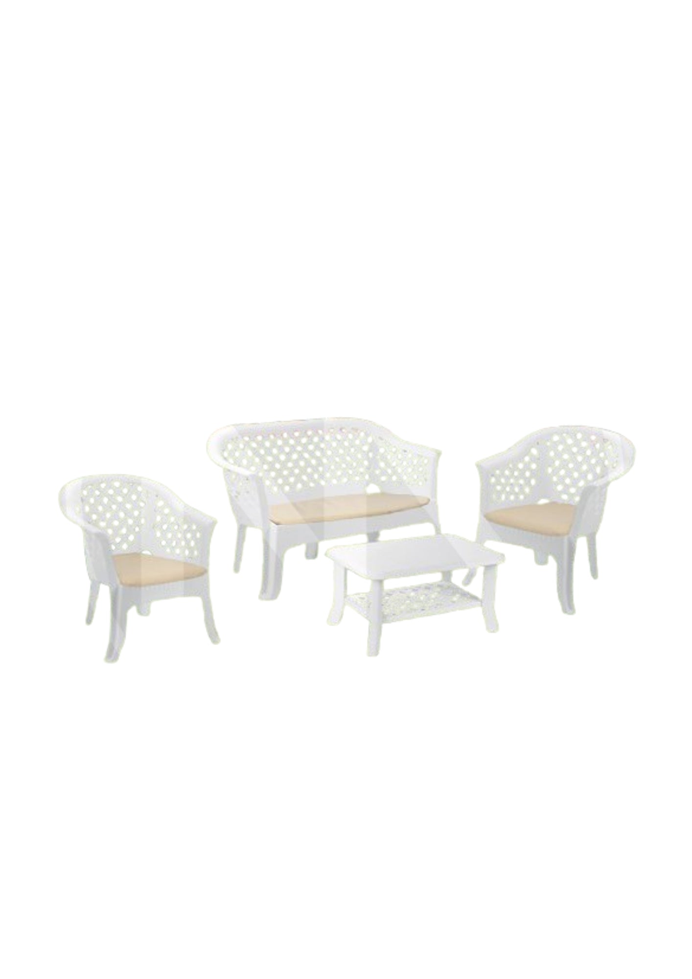 SALOTTO IN RESINA BIANCO "VERANDA" COD: CD-75250DS