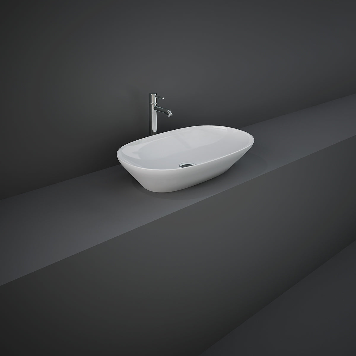 LAVABO DA APPOGGIO OVALE ALLUNGATO (SENZA FORO) VARIANT 60X36 CM COD-CD:185-RNALD