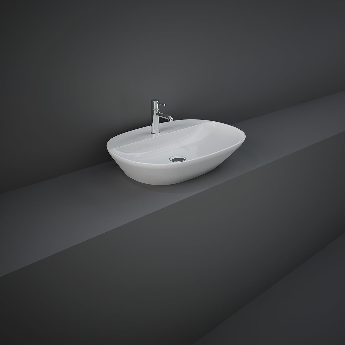 LAVABO DA APPOGGIO OVALE ALLUNGATO (MONOFORO) VARIANT 60X42CM COD-CD:185-RNALFD
