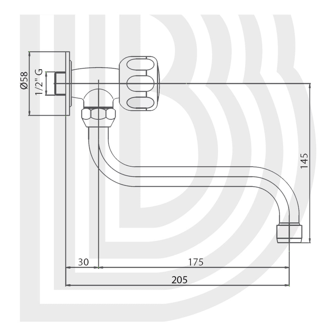 Rubinetto a snodo 1/2 con canna a "S" ø 18-180 mm COD:CD-760SB