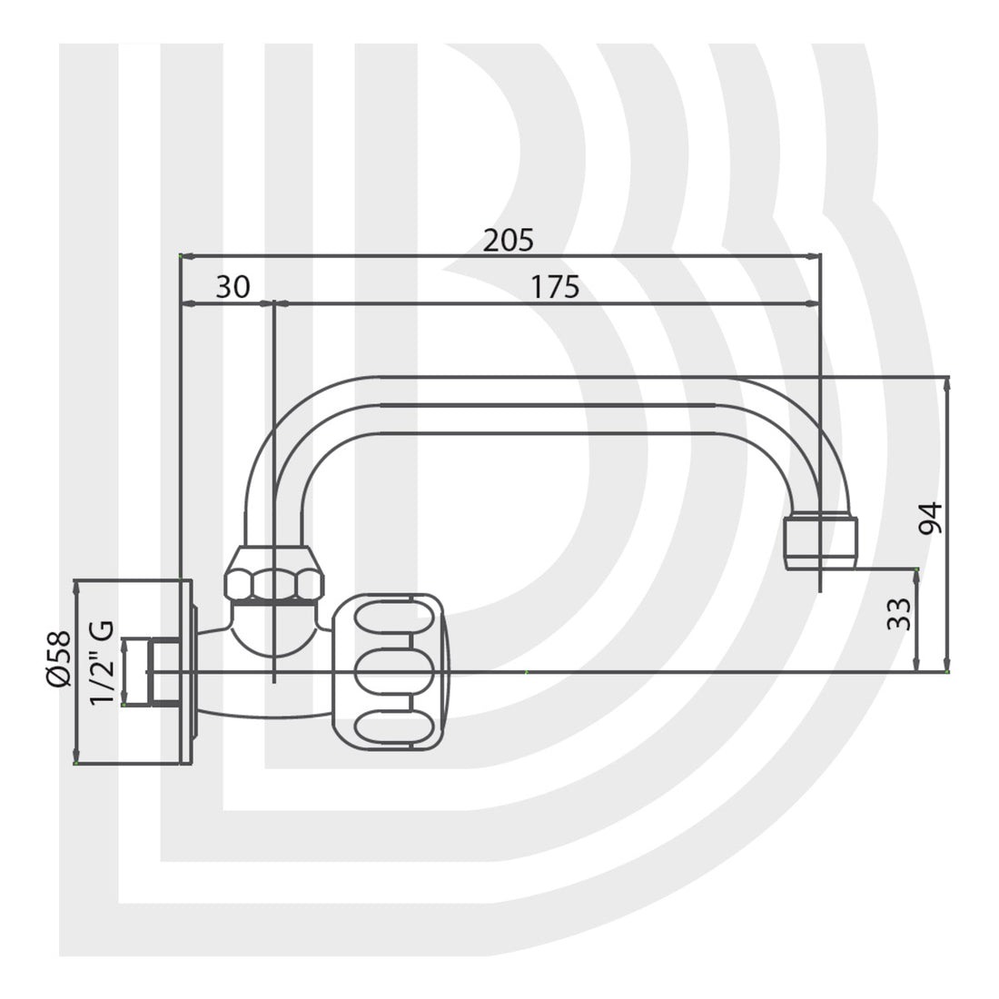 Rubinetto a snodo 1/2 con canna a “U” ø 18-180 mm COD:CD-760UB
