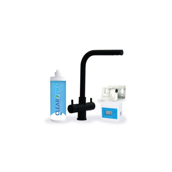 Kit Microfiltrazione acqua con filtro Sky Blue Small con Rubinetto unico 3 Vie Nero Opaco – Acqua Liscia COD: CD-38S