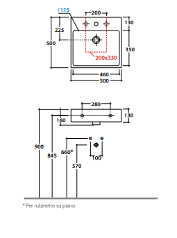 Lavabo 50.50 da appoggio o sospeso COD:GLQ52BI
