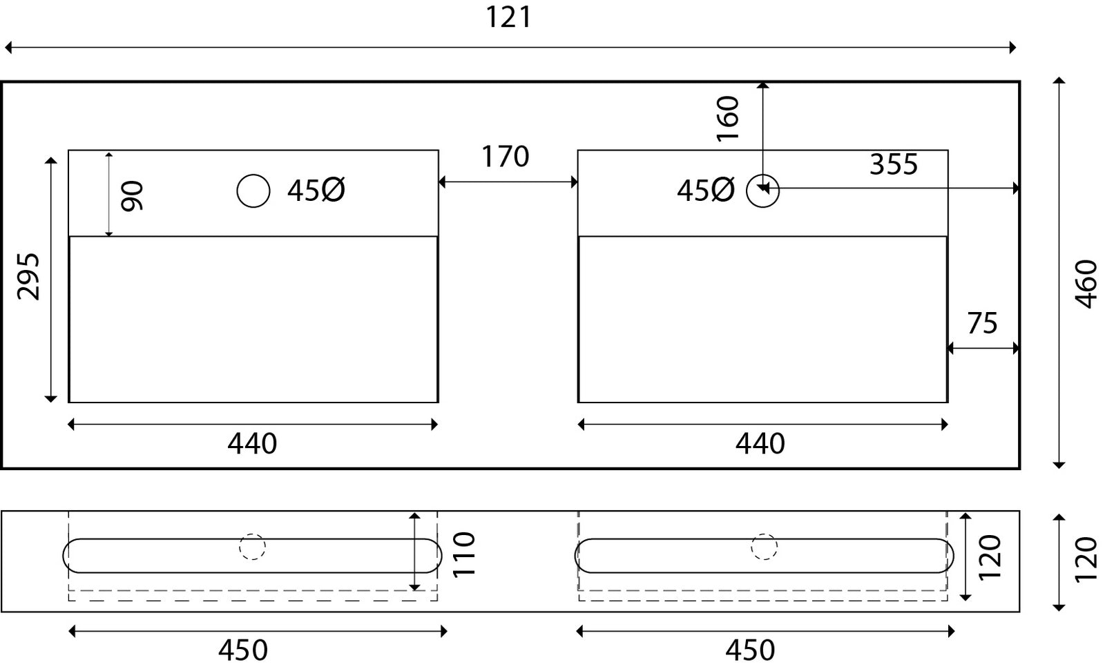 LAVABO LINEA EMOTION MOD. CONFIDENCE 04 COD-CD:185-MCN04D