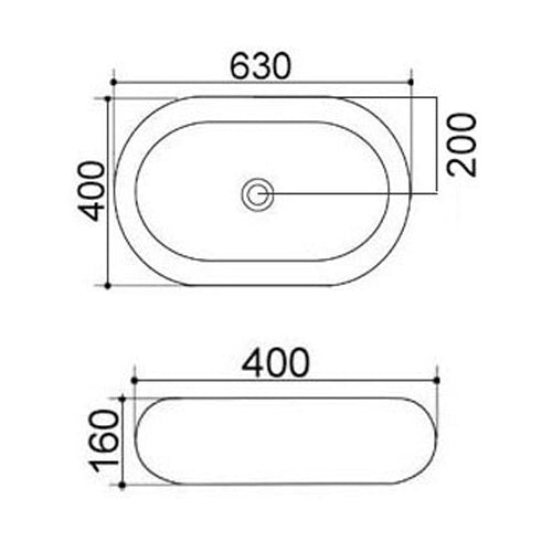 LAVABO DA APPOGGIO MOD. LA26 CM 63 X 40 COD:185-LA26