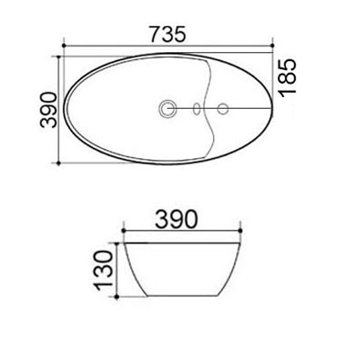 LAVABO DA APPOGGIO MOD. LA28 CM 73.5 X 39 COD:185-LA28