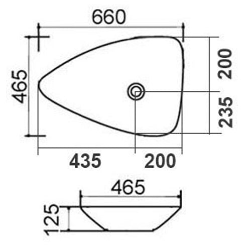 LAVABO DA APPOGGIO MOD. LA36 CM 66 X 46.5 COD:185-LA36D
