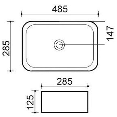 LAVABO DA APPOGGIO MOD. LA38 CM 48.5 X 28.5 COD:185-LA38D