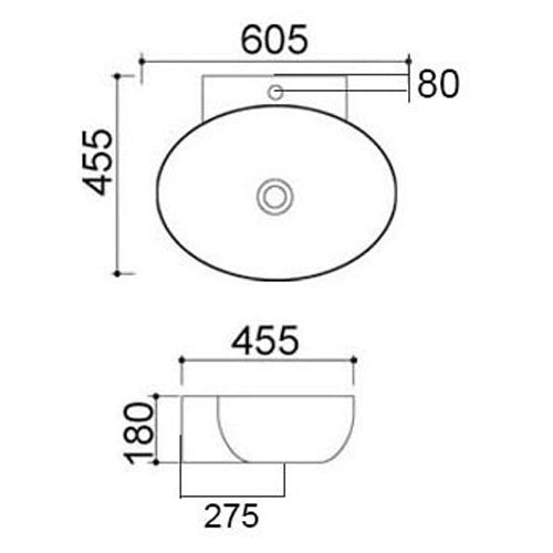 LAVABO DA APPOGGIO MOD. LA39 CM 60.5 X 45.5 COD:185-LA39D