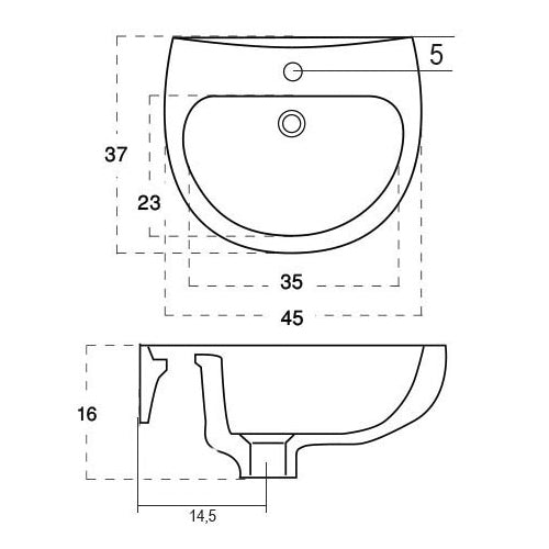 LAVABO A PARETE CM 37 x 45 185-LP81D