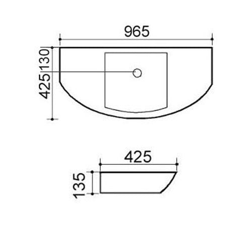 LAVABO A PARETE MOD. LP90CM 96,5X42,5 185-LP90D
