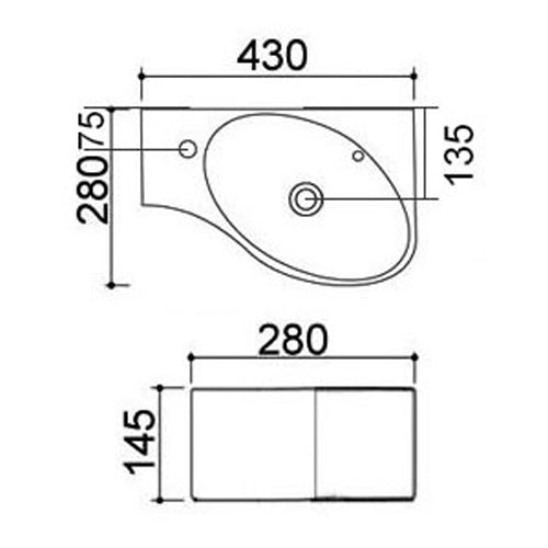 LAVABO A PARETE MOD. LP91 CM 43 X 28 185-LP91D