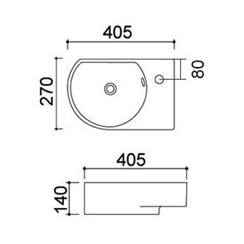 LAVABO A PARETE MOD. LP92CM 40,5X27 Destro 185-LP92-DXD