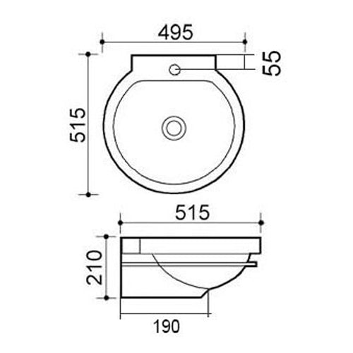 LAVABO A PARETE MOD. LP93CM 51,5X49,5 185-LP93D