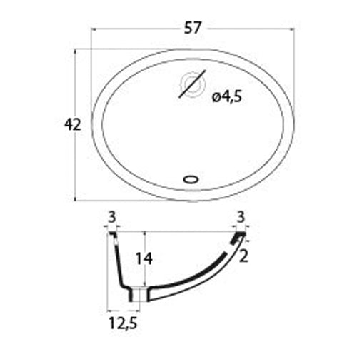 LAVABO SOTTOPIANO CM 57 X 42 185-LT74D