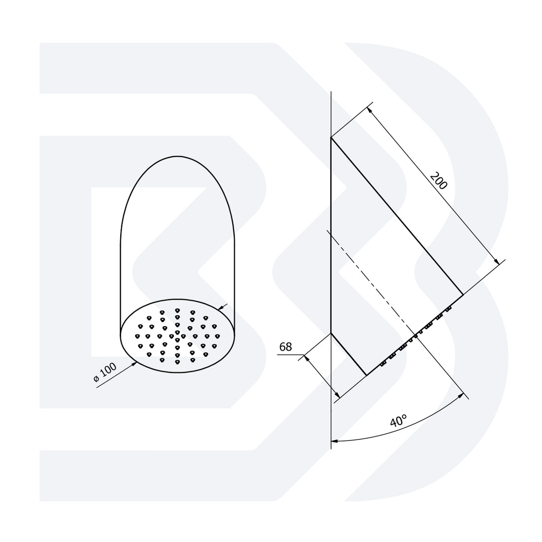 Soffione cilindrico a parete ø 100 COD:CD-ST290000B