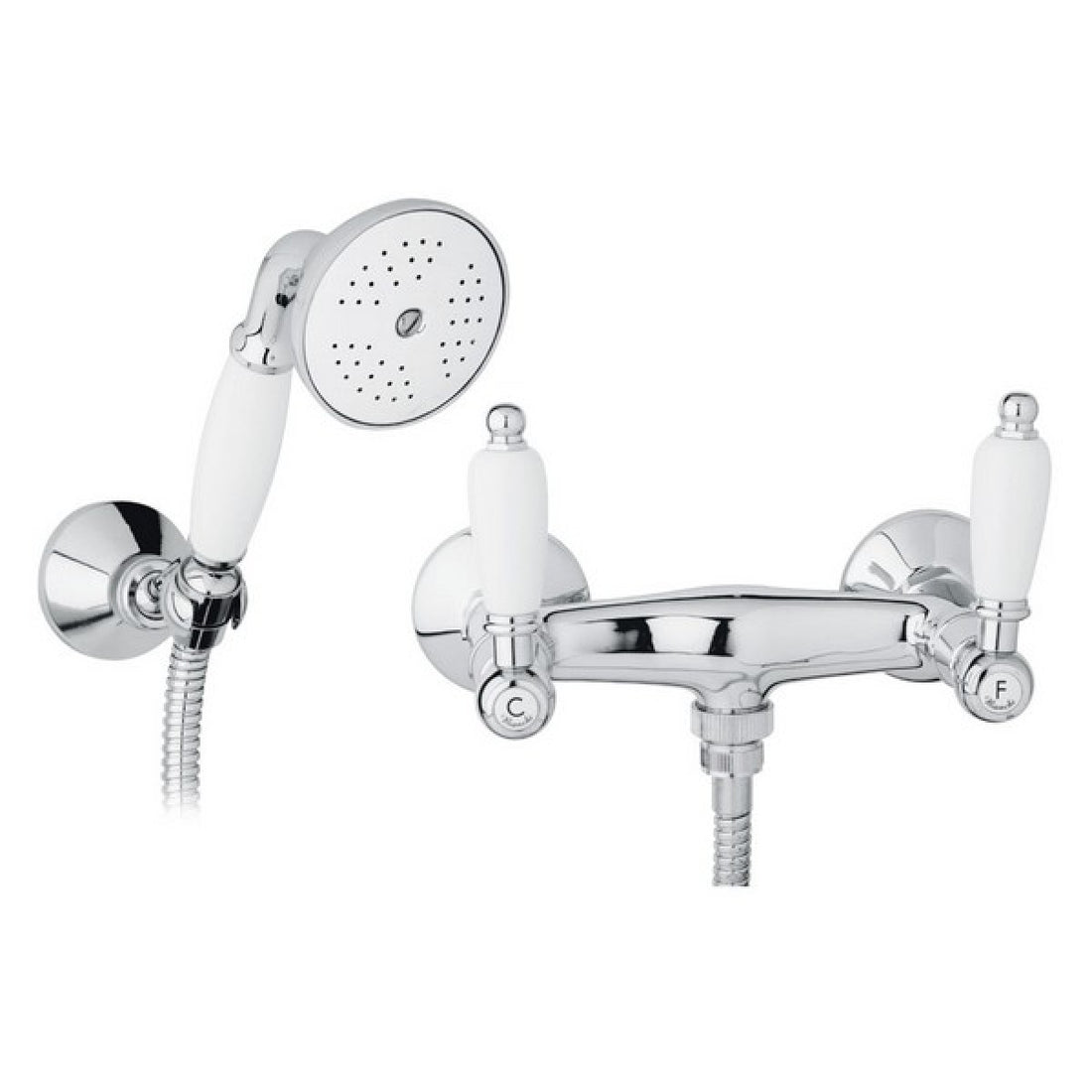 External shower group with Elegant shower and double-clinched brass hose 150 cm COD:ESDFRS100500