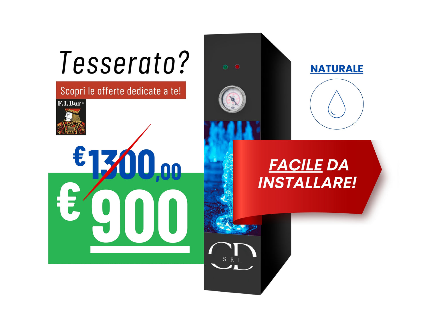 Depuratore Osmosi inversa diretta 1 via pompa palette motore raff. aria 300GPD Nero Opaco COD:CD-050015-55SG