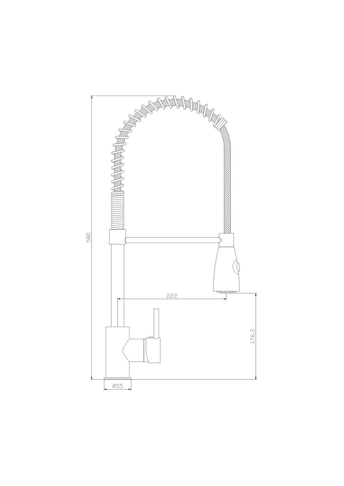 MONOCOMANDO LAVELLO CUCINA CON MOLLA SERIE 3000 COD:CD-01811C