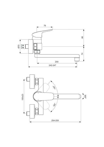 MONOCOMANDO LAVELLO A PARETE BASE COD:CD-23560C