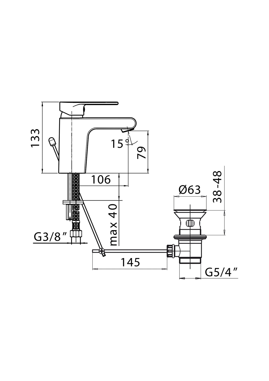 MONOCOMANDO LAVABO LOGOS CROMO Diam. 35. COD:CD-24142C
