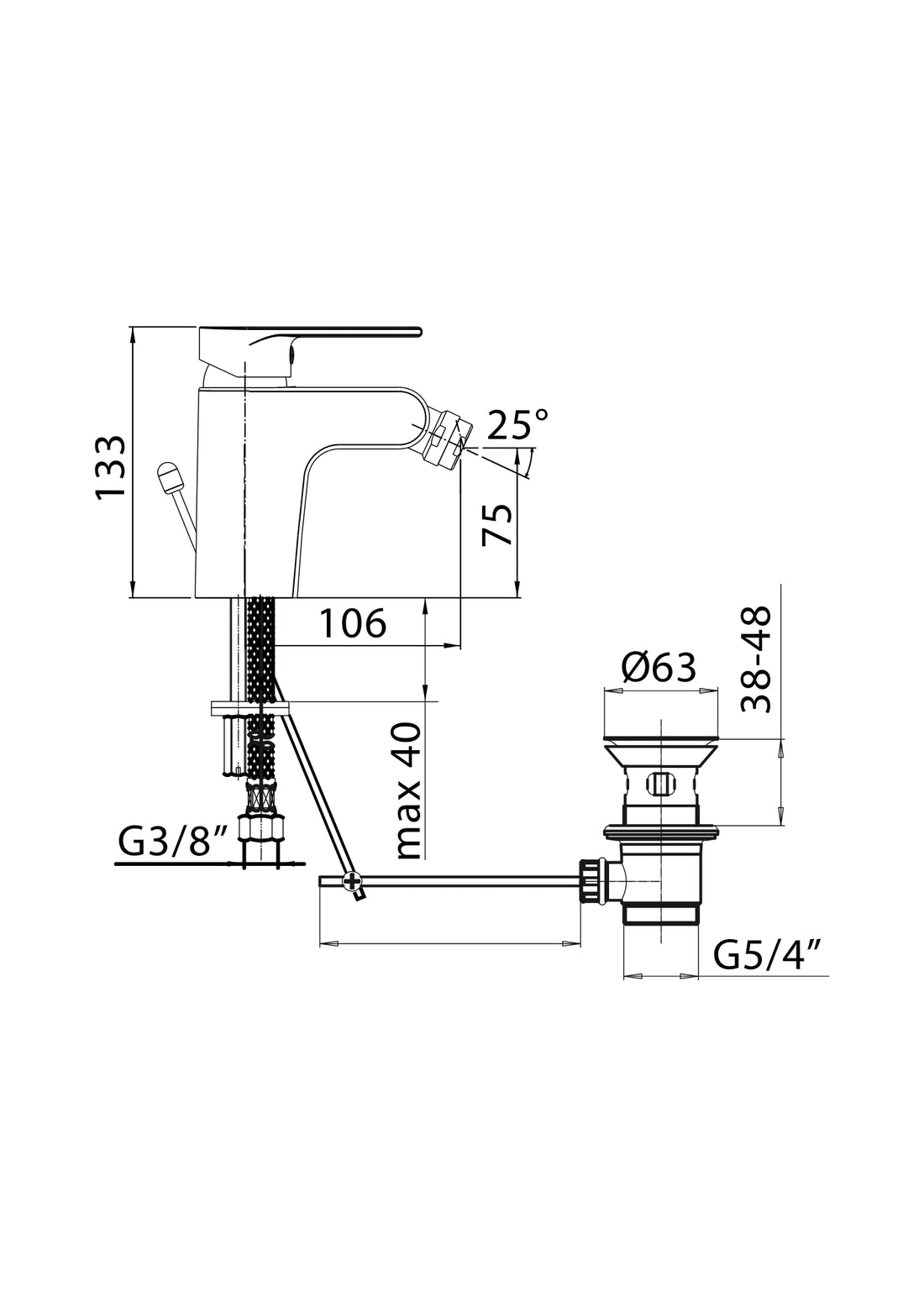 MONOCOMANDO BIDET LOGOS CROMO Diam 35. COD:CD-24144C