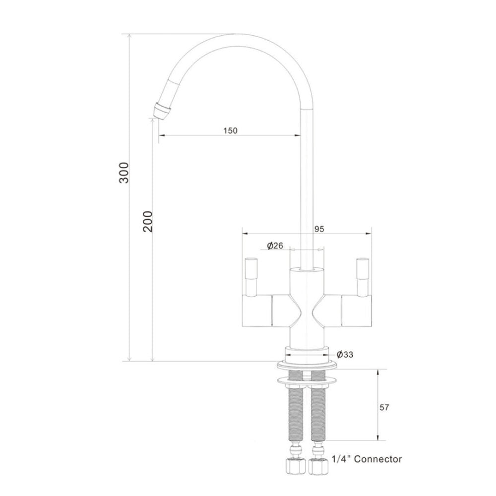 Rubinetto da cucina 3 vie 3/8” Granito Avena COD: CD-10003025GASG