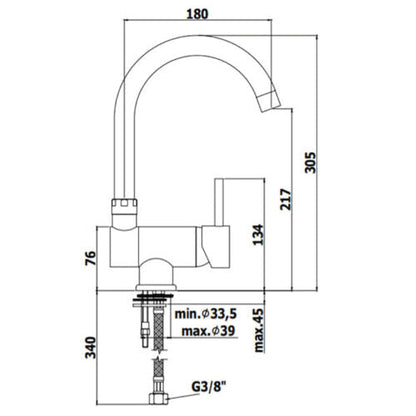 3-Way 3/8” Folding Kitchen Faucet Under Window White. COD: CD-10003072BIX