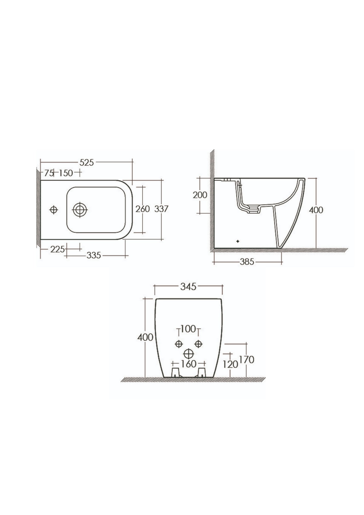 BIDET METROPOLITAN FILO MURO  COD: CD-182-H300-R
