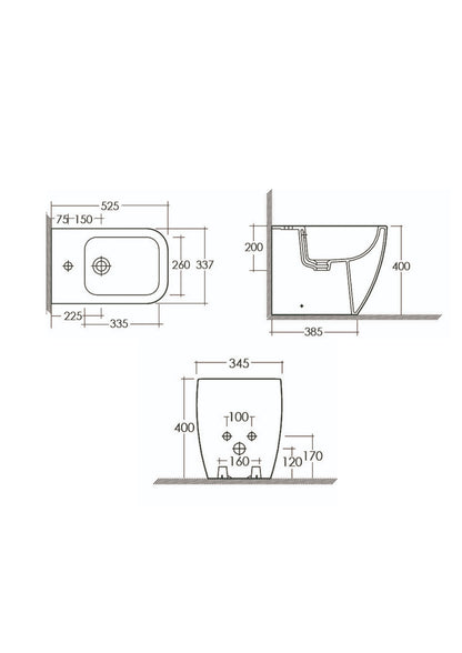 BIDET METROPOLITAN FILO MURO  COD: CD-182-H300-R