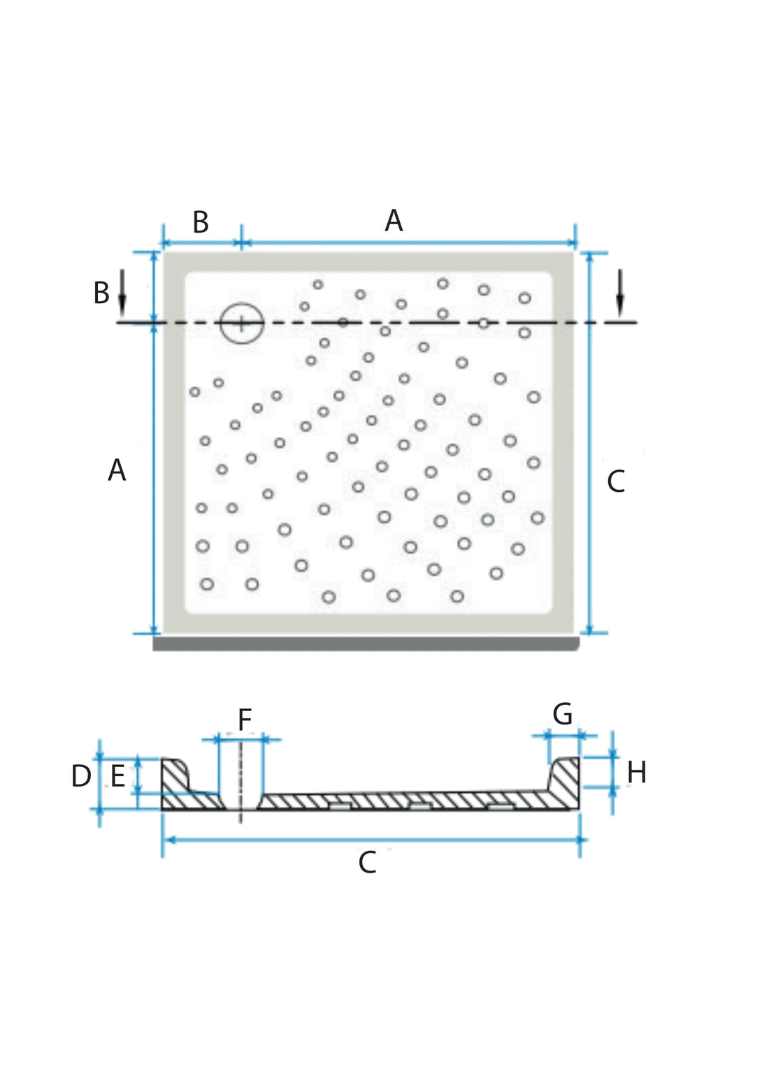 CERAMIC SHOWER TRAY H6 COD:6.5GL