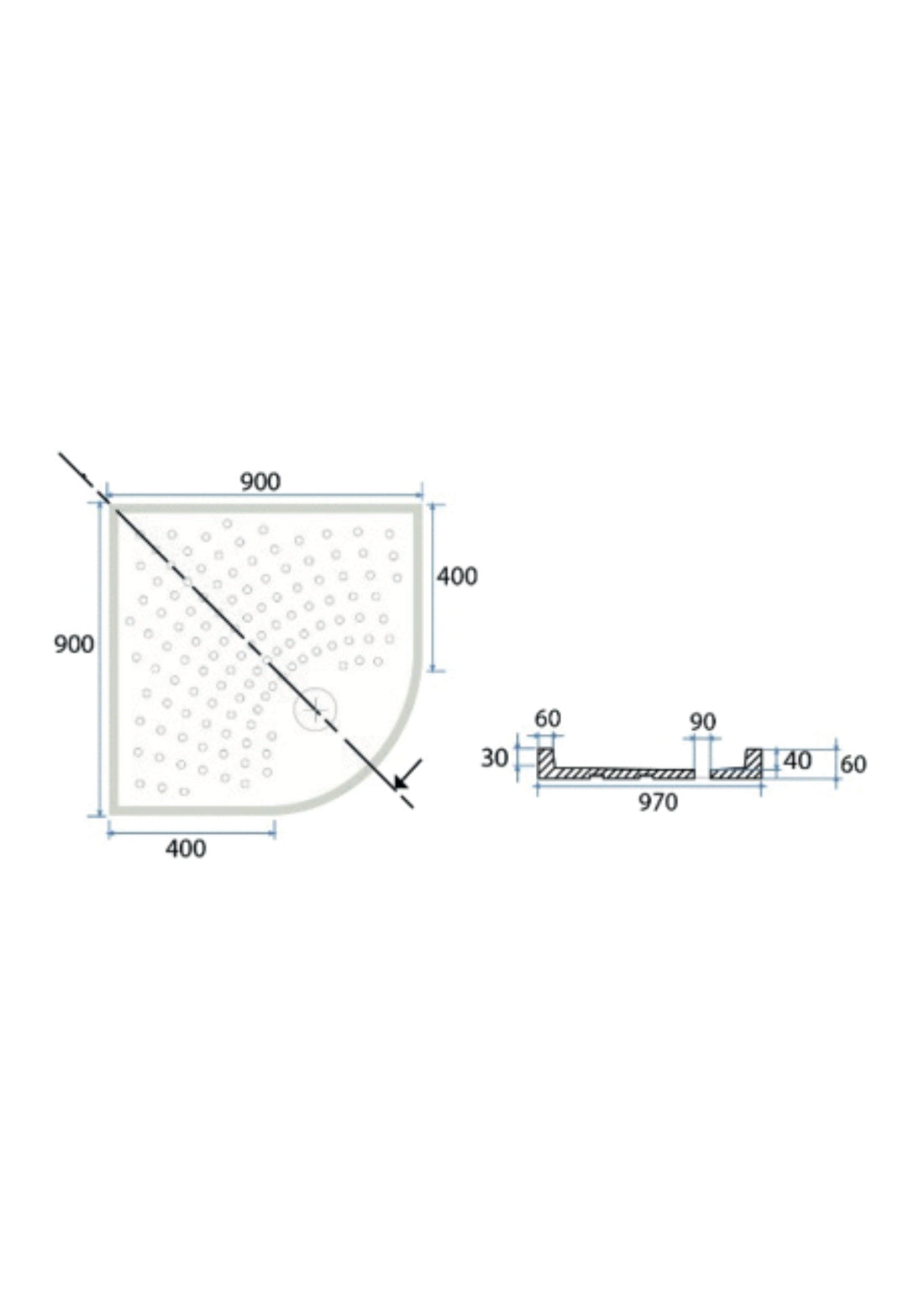 PIATTO DOCCIA ANGOLARE DUNE   COD: CD-2160902C