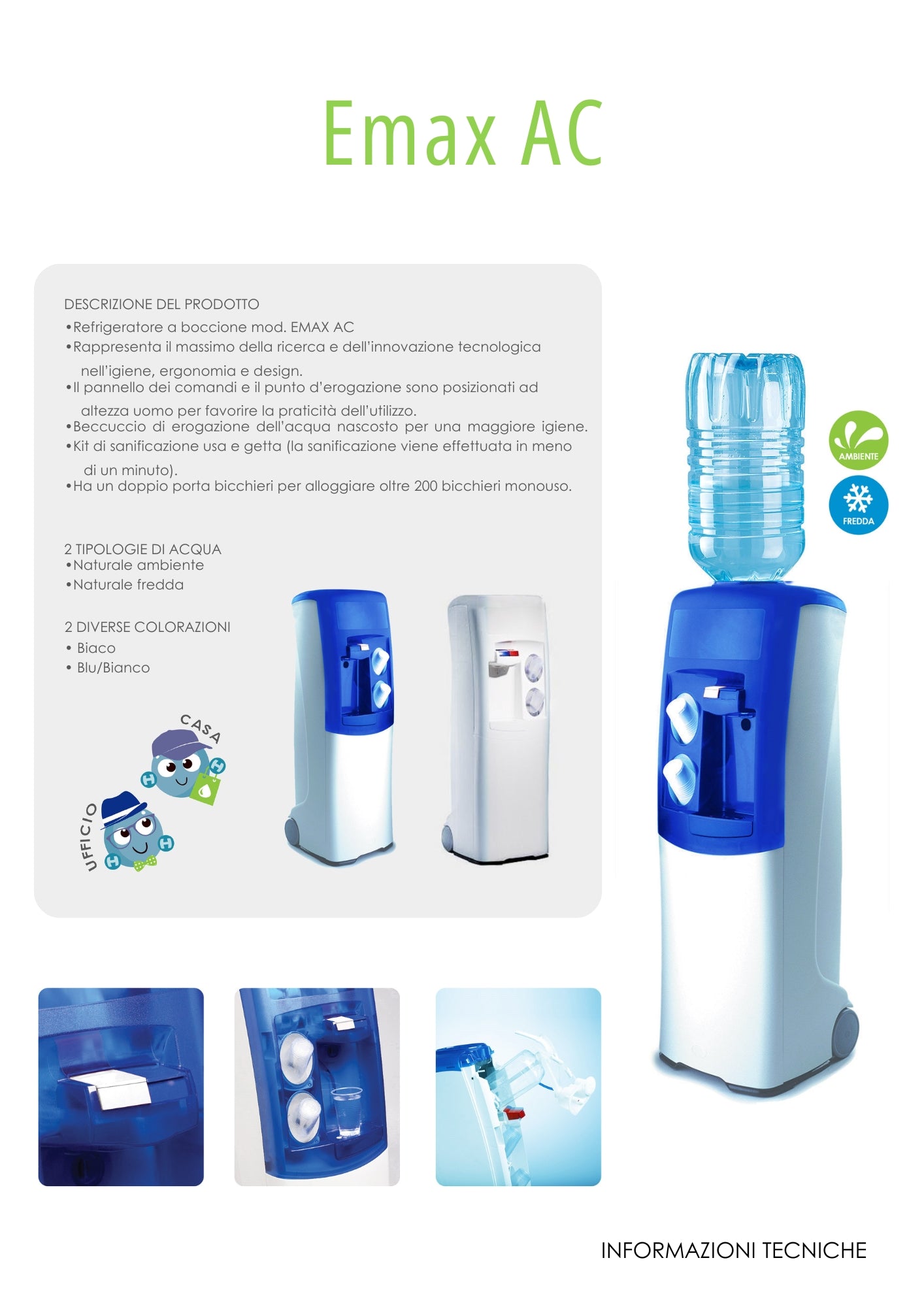Dispenser acqua in boccioni (naturale ambiente e naturale fredda) Emax AC COD-CD:001206H