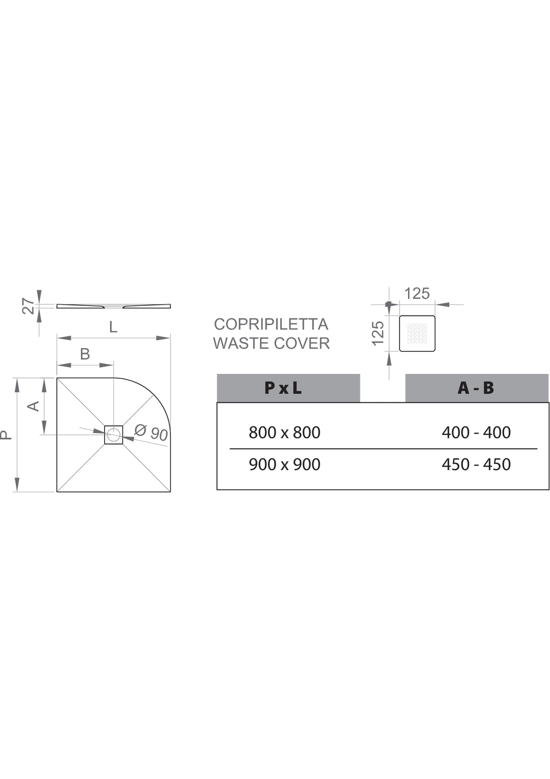 PIATTO DOCCIA SEMICIRCOLARE EFFETTO PIETRA ANTRACITE   COD: CD-21664C